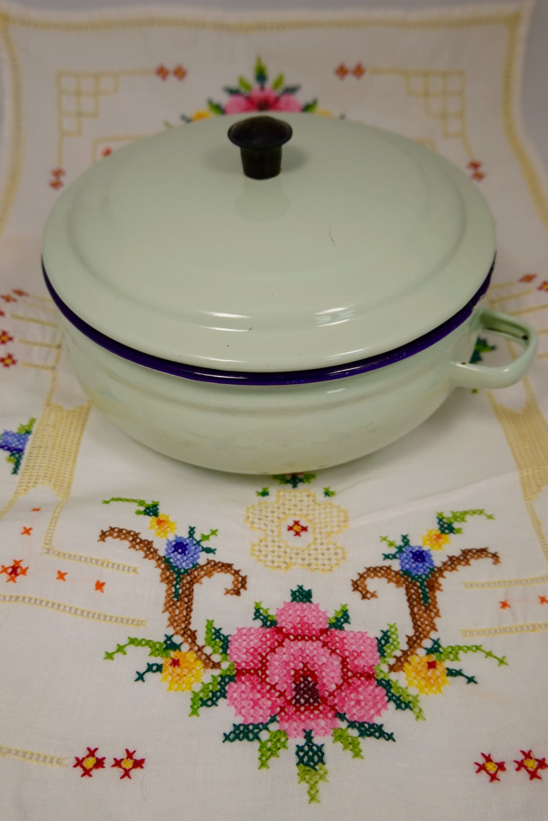 Vintage Enamelware Bowl with Lid