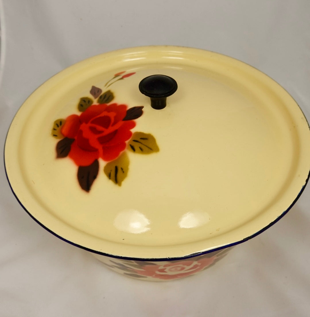 Vintage Enamelware Floral Bowl