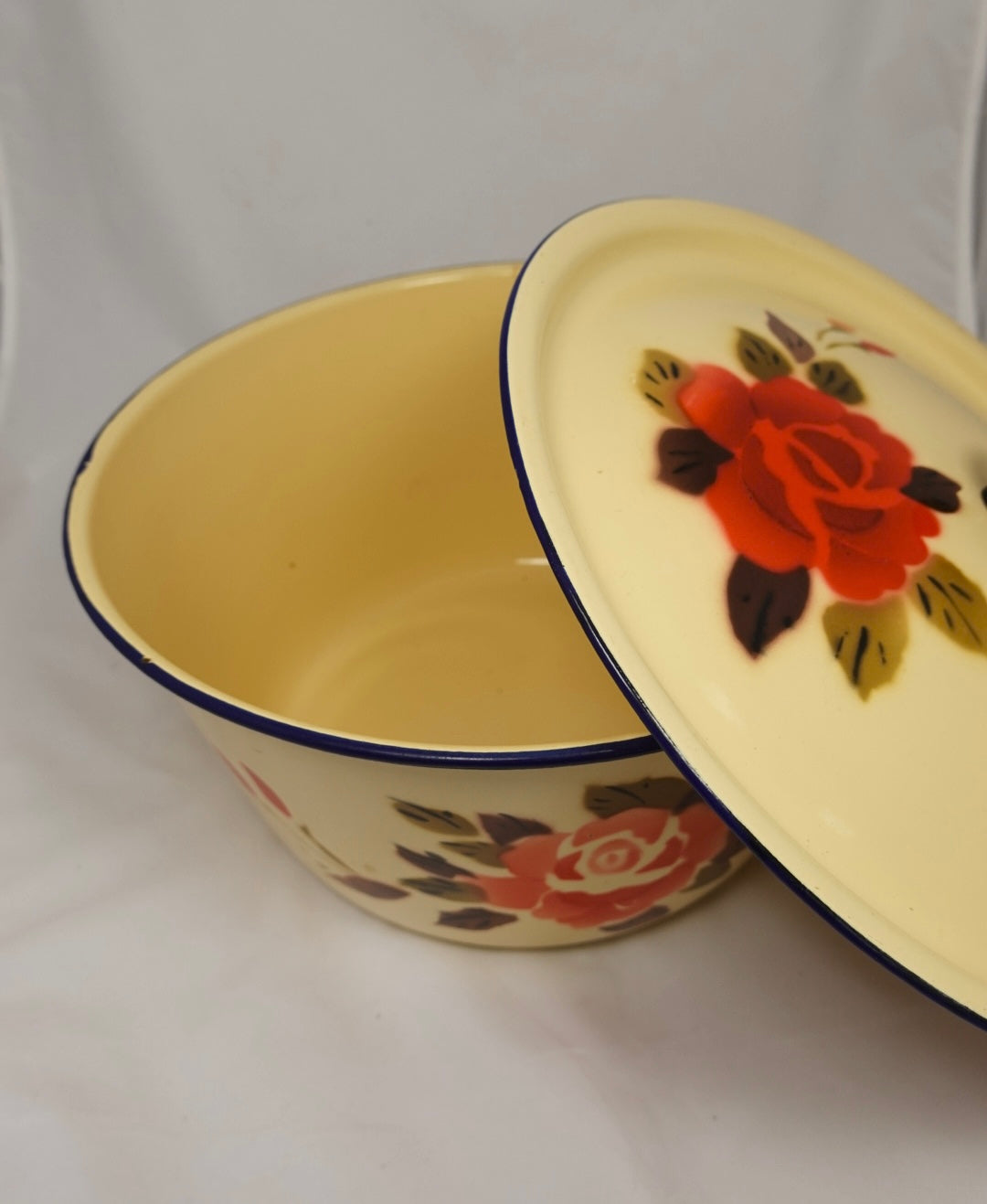 Vintage Enamelware Floral Bowl