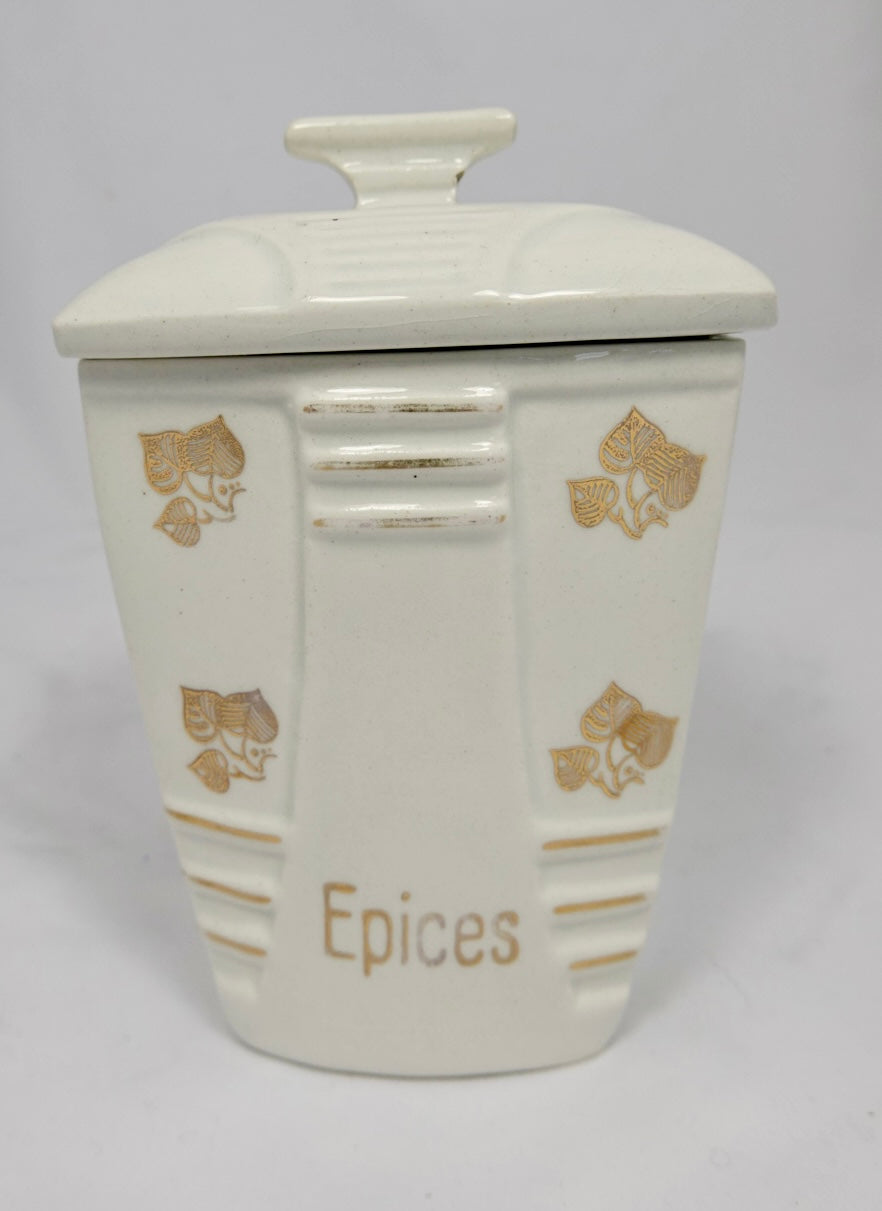 Vintage French Ceramic Spice Storage Container