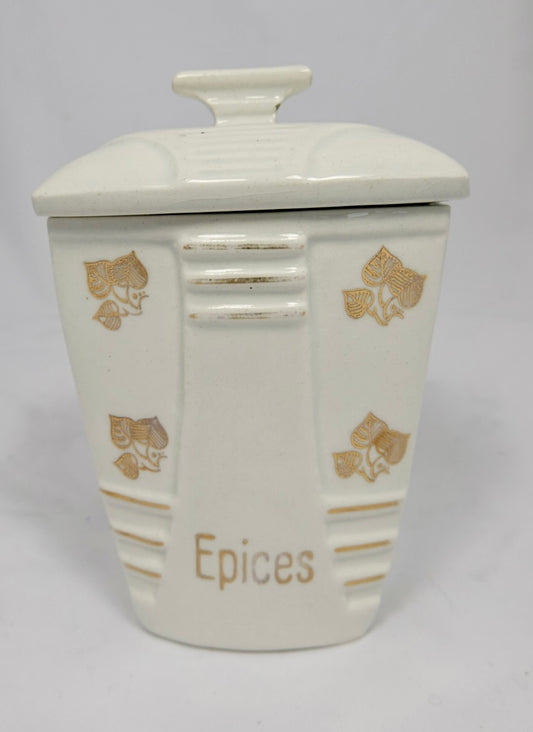 Vintage French Ceramic Spice Storage Container