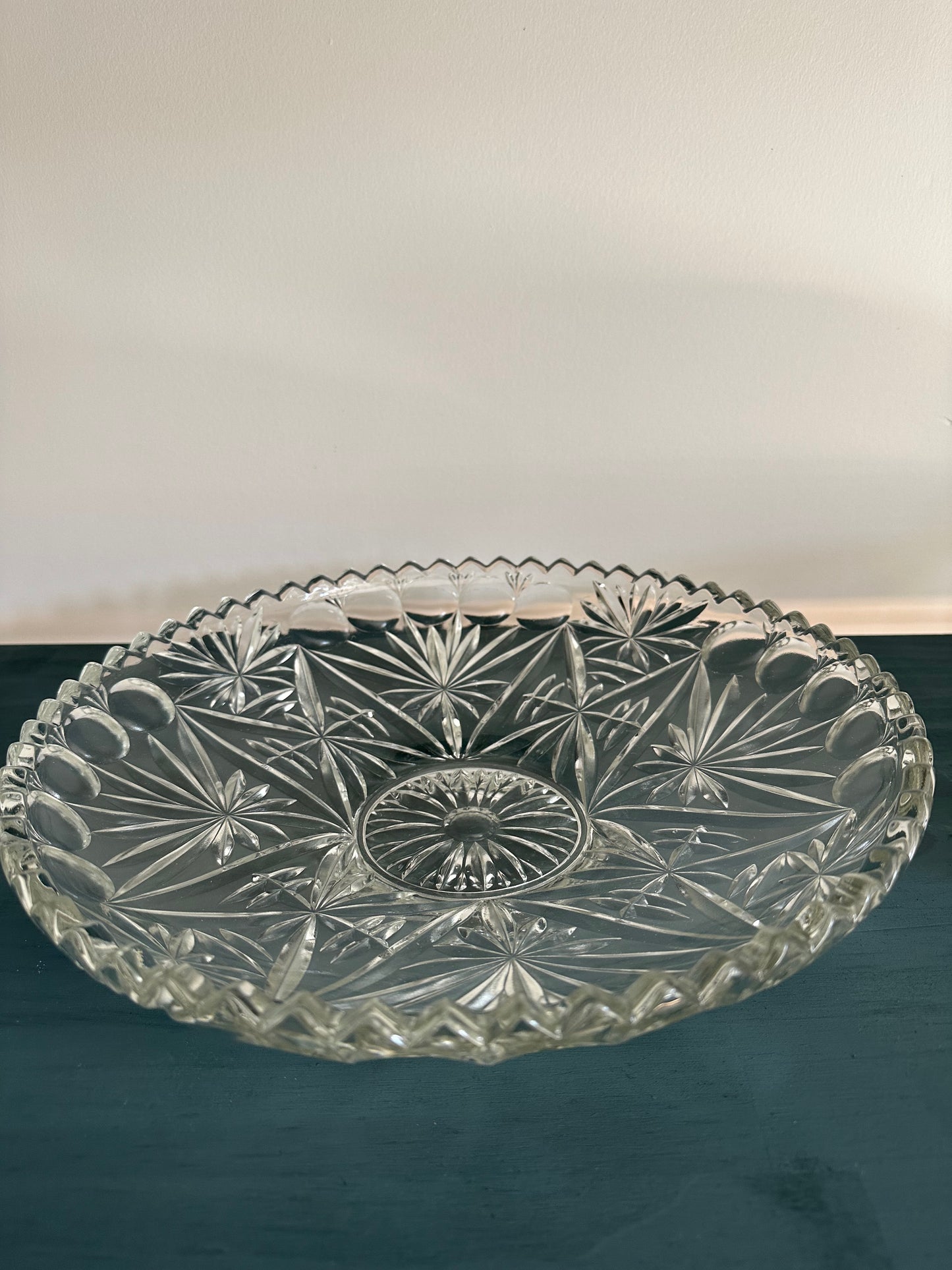 Vintage pressed glass bowl circle detail