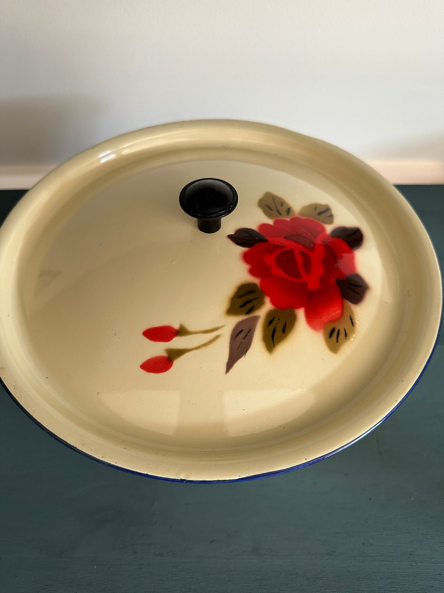 Vintage Enamelware Floral Bowl