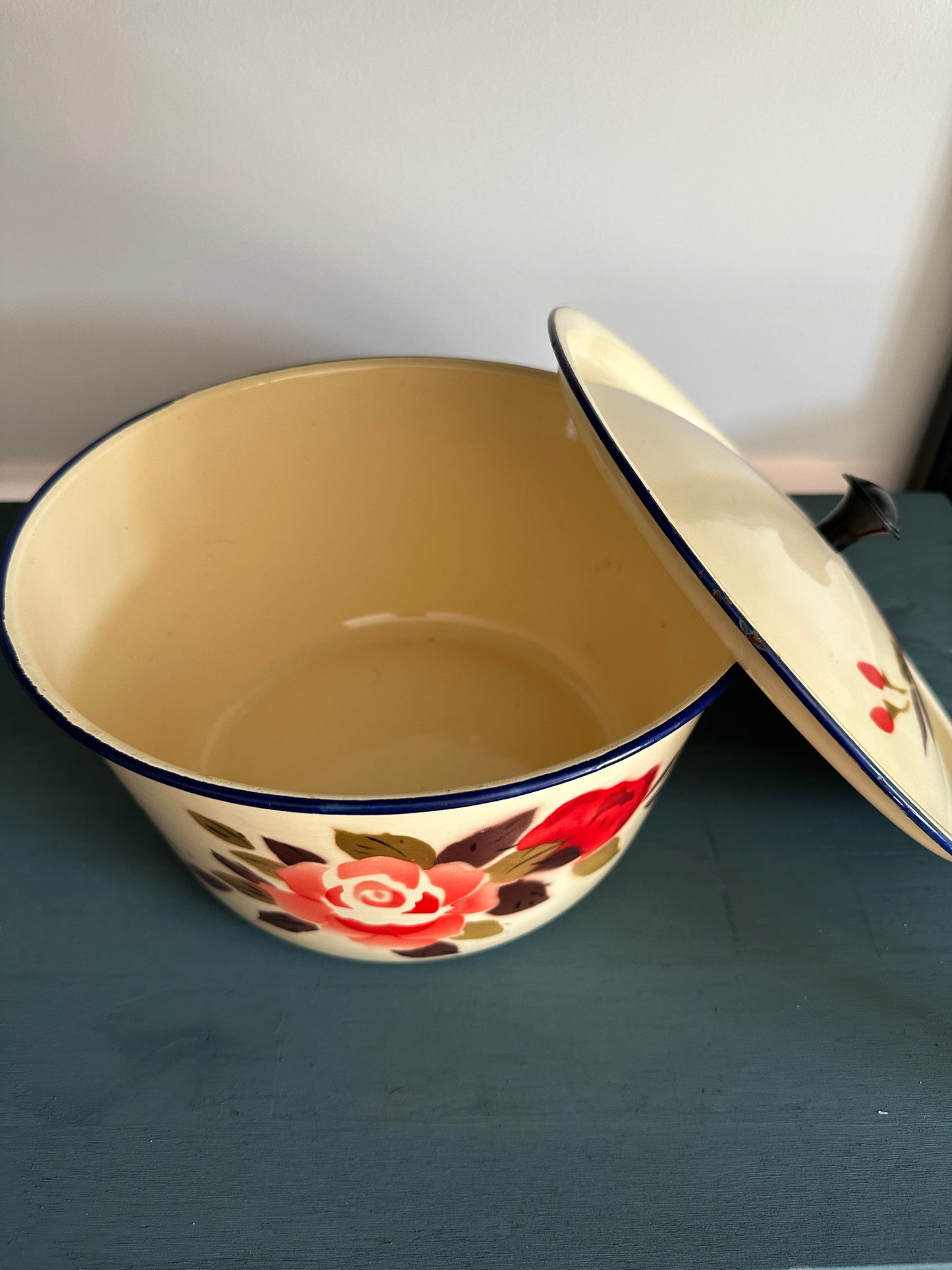 Vintage Enamelware Floral Bowl