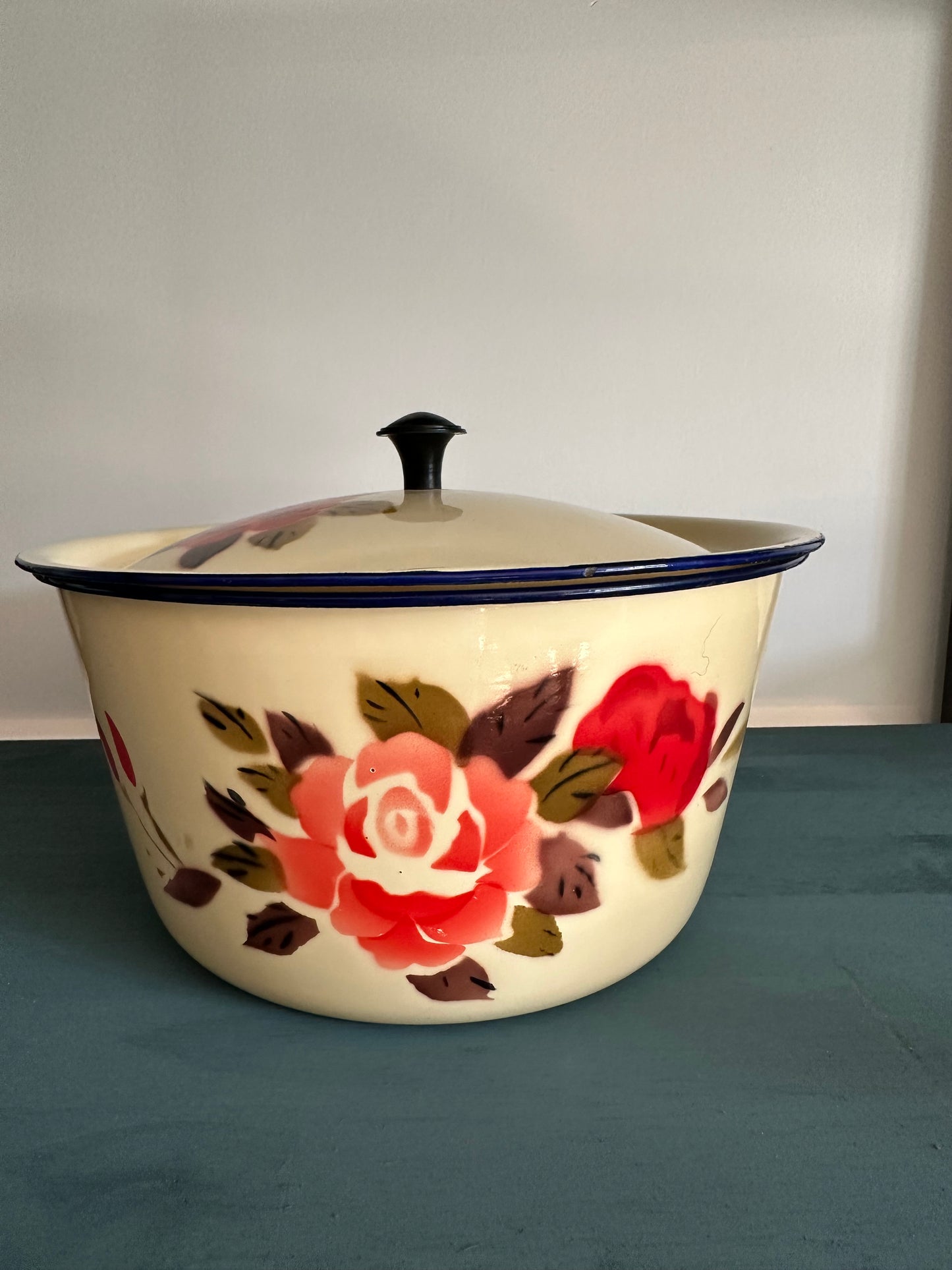 Vintage Enamelware Floral Bowl