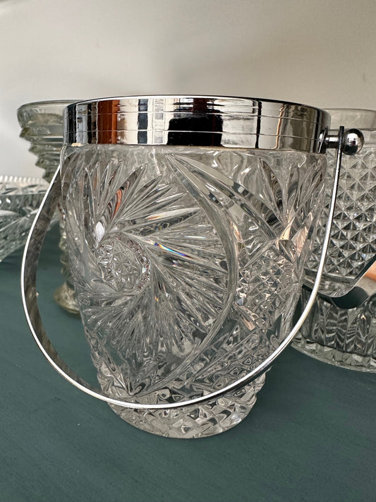 Vintage Cut Crystal Glass Ice Bucket