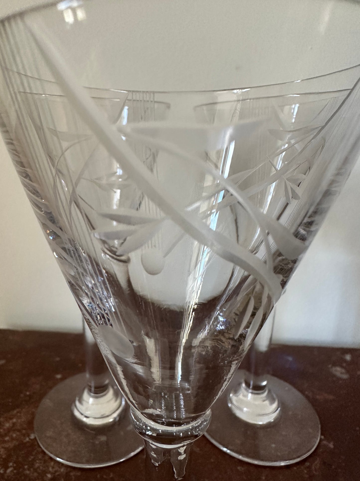 Vintage cut crystal liquor glasses