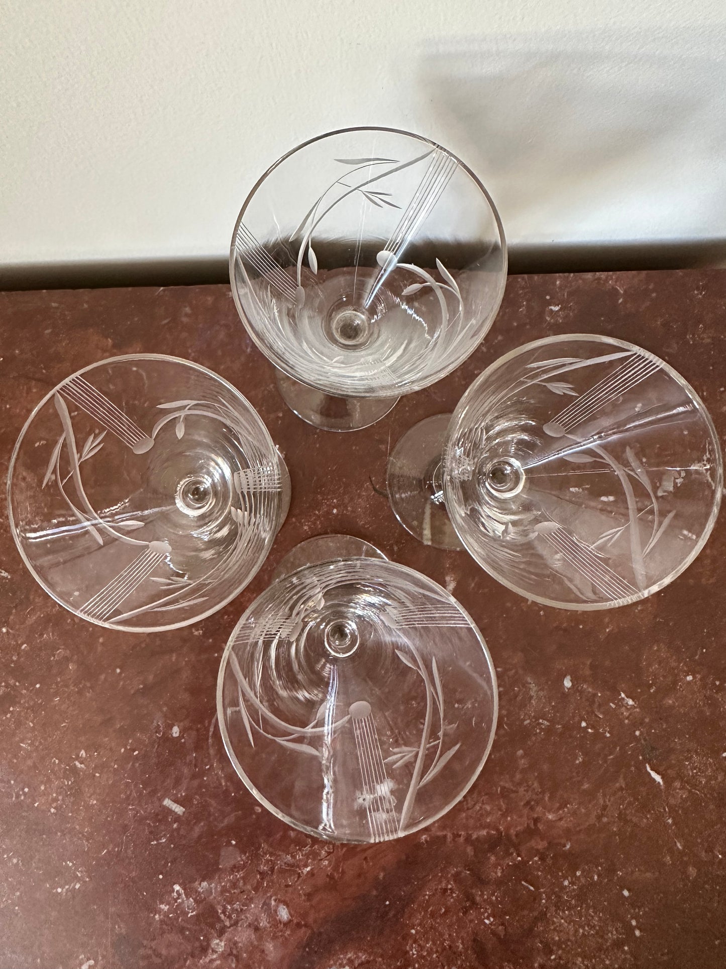 Vintage cut crystal liquor glasses